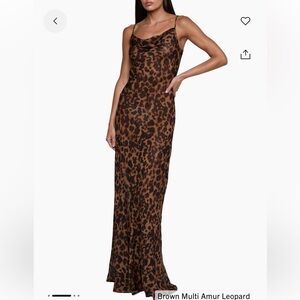 L'AGENCE Brown Leopard Print Maxi Dress